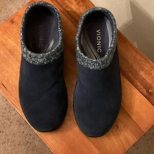 Vionic Women's Navy Knit-Trim Mules